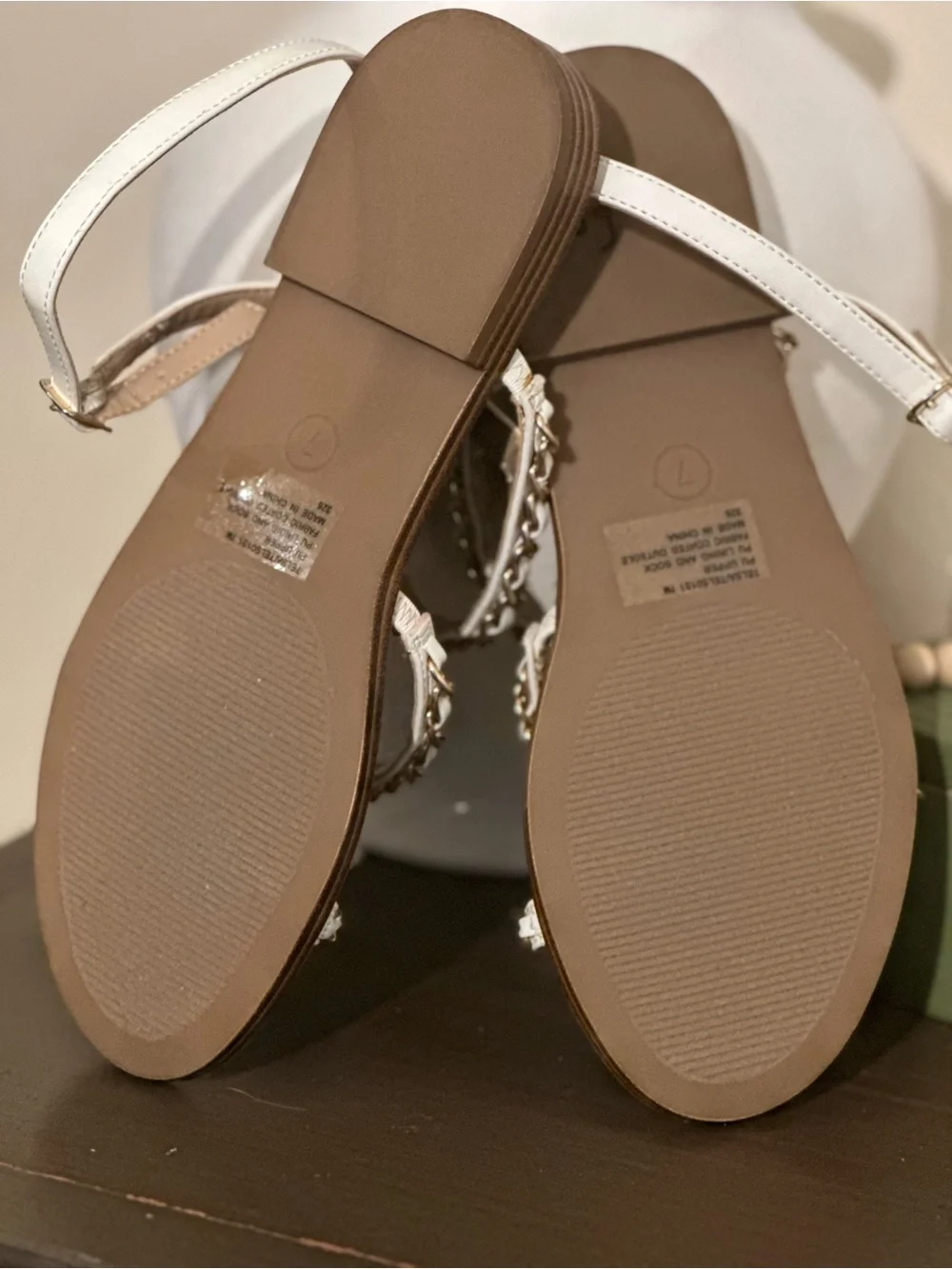 Steve Madden White Chain-Strap Women's Sandals - Picture 3 of 5